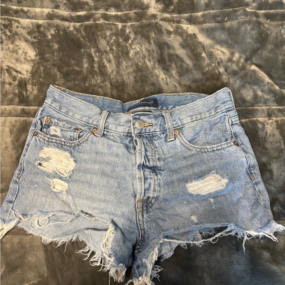 Aeropostale Faded Blue Ripped Denim Shorts